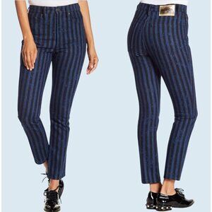 MARC JACOBS Blue & Black Striped Stovepipe High Rise Jeans NEW NWT
